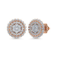 Thumbnail for Diamond 5/8 Ct.Tw. Cluster Earrings in 14K Two Tone Gold