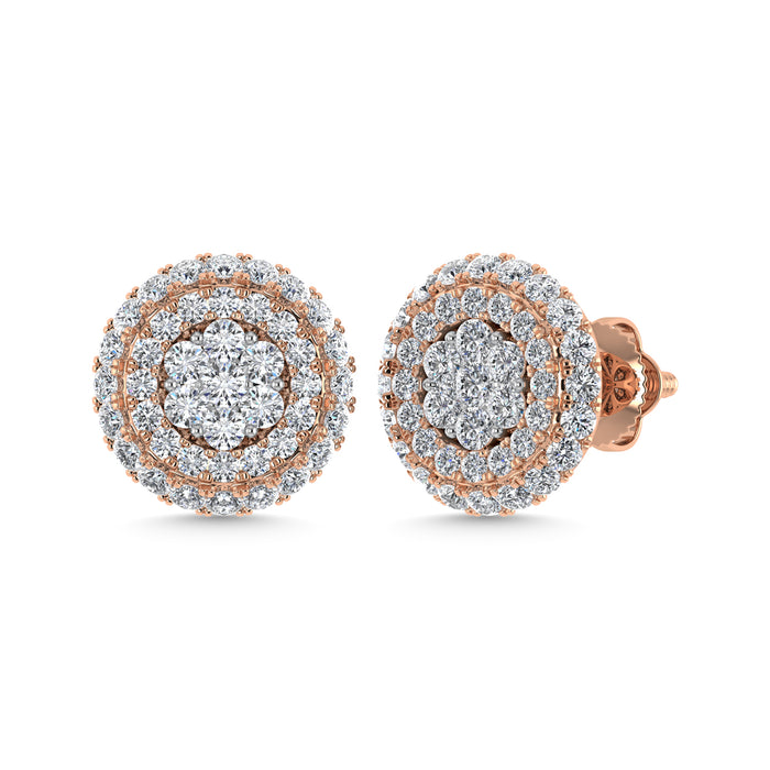 Diamond 5/8 Ct.Tw. Cluster Earrings in 14K Two Tone Gold