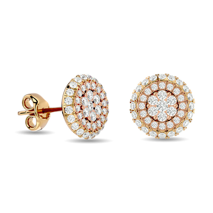 Diamond 5/8 Ct.Tw. Cluster Earrings in 14K Two Tone Gold