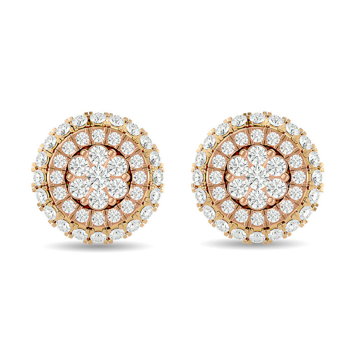 Diamond 5/8 Ct.Tw. Cluster Earrings in 14K Two Tone Gold