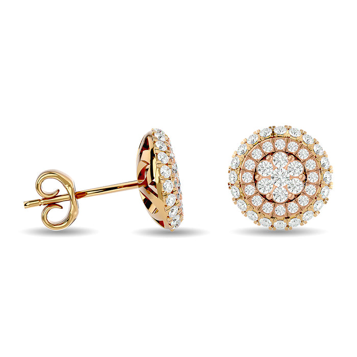 Diamond 5/8 Ct.Tw. Cluster Earrings in 14K Two Tone Gold