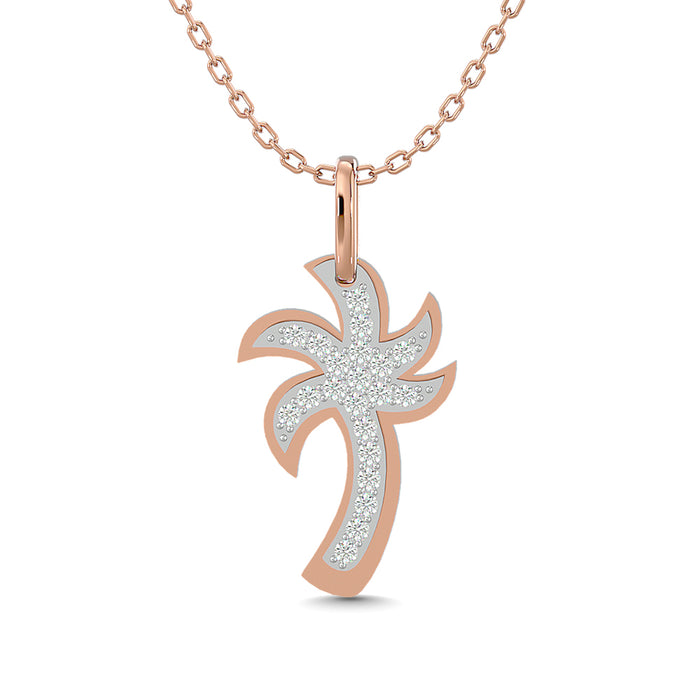 Diamond 1/10 Ct.Tw. Palm Tree Pendant in 14K Rose Gold