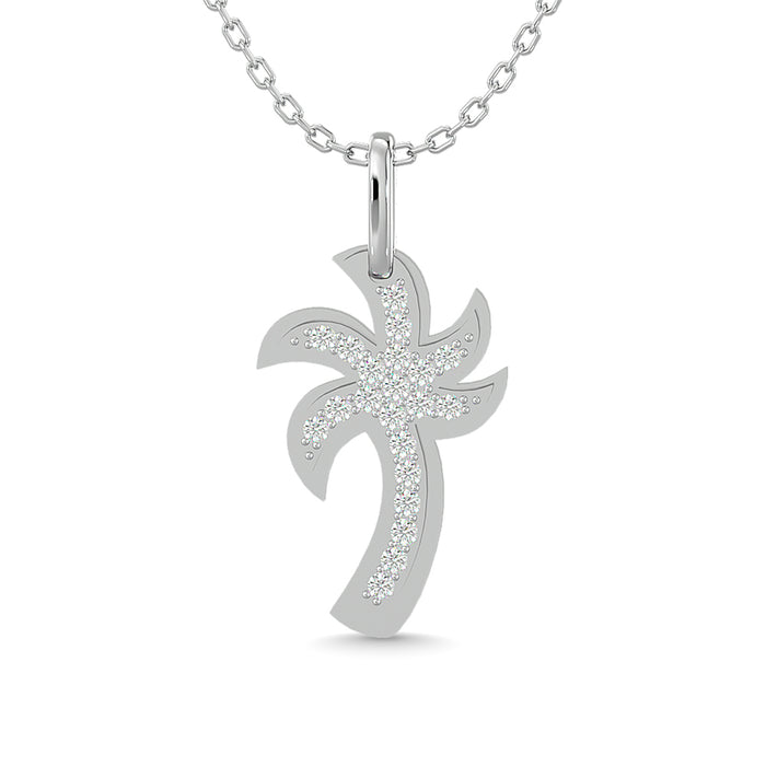 Diamond 1/10 Ct.Tw. Palm Tree Pendant in 14K White Gold