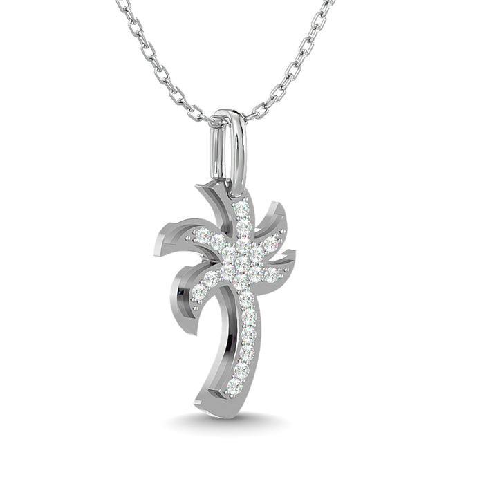 Diamond 1/10 Ct.Tw. Palm Tree Pendant in 14K White Gold