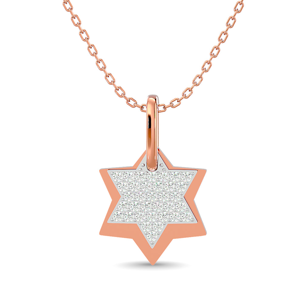 Diamond 1/6 ct tw Round Cut Star Pendant in 10K Rose Gold