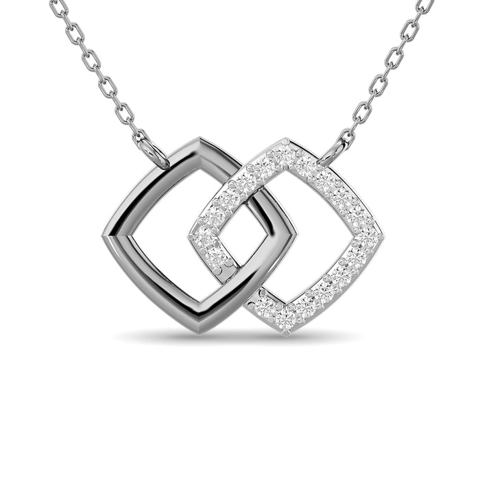 Diamond 1/6 ct tw Symatrical Square Necklace  in 10K White Gold