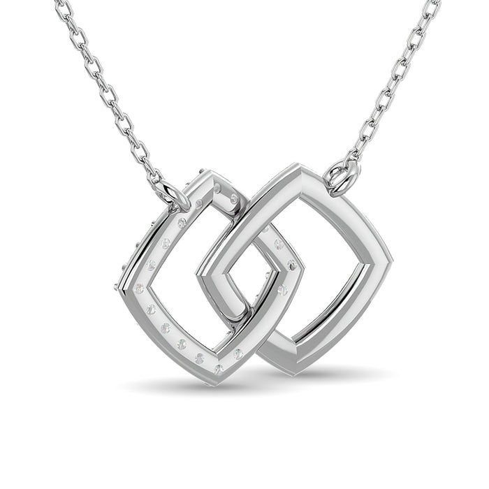 Diamond 1/6 ct tw Symatrical Square Necklace  in 10K White Gold