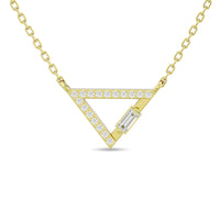 Thumbnail for Diamond 1/6 ct tw Round and Baguette Tringle Necklace  in 10K Yellow Gold