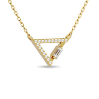 Thumbnail for Diamond 1/6 ct tw Round and Baguette Tringle Necklace  in 10K Yellow Gold