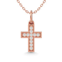 Thumbnail for Diamond 1/10 Ct.Tw. Cross Pendant in 10K Rose Gold