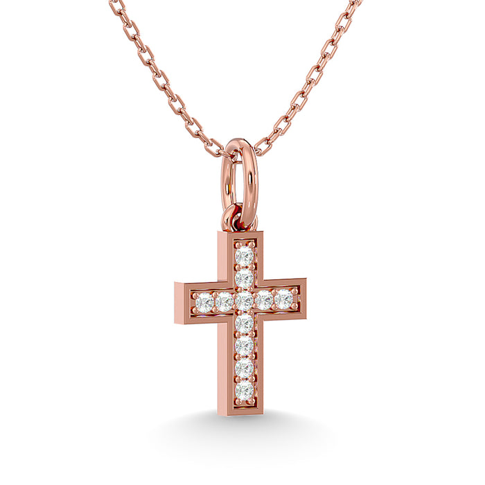 Diamond 1/10 Ct.Tw. Cross Pendant in 10K Rose Gold