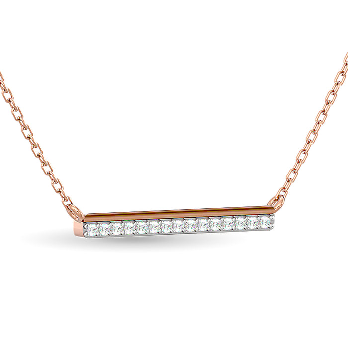 Diamond 1/6 ct tw Bar Necklace in 10K Rose Gold