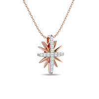 Thumbnail for Diamond 1/8 ct tw Sun Necklace in 10K Rose Gold