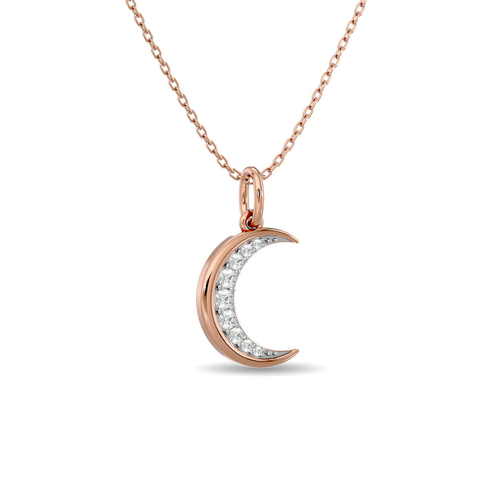 Diamond 1/8 ct tw Moon Pendant in 10K Rose Gold