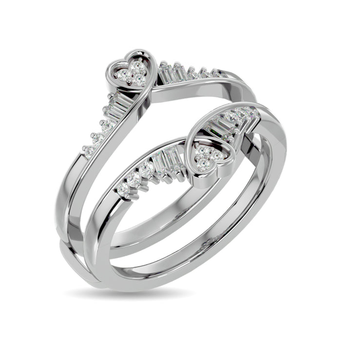 Diamond 1/4 ct tw Round and Tapper Guard Ring  in 14K White Gold