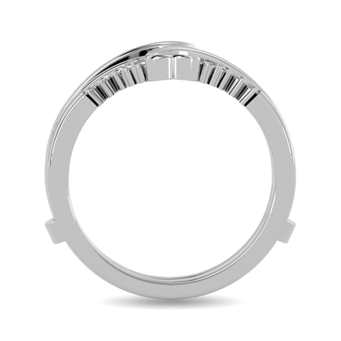 Diamond 1/4 ct tw Round and Tapper Guard Ring  in 14K White Gold