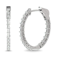 Thumbnail for Diamond 1/3 Ct.Tw. Baguette Hoop Earrings in 14K White Gold