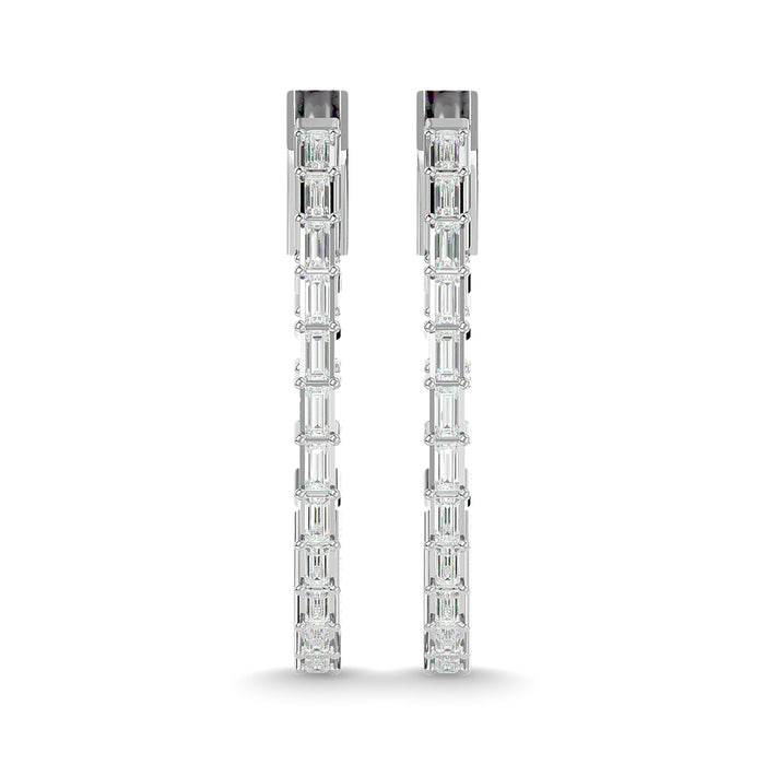 Diamond 1/3 Ct.Tw. Baguette Hoop Earrings in 14K White Gold