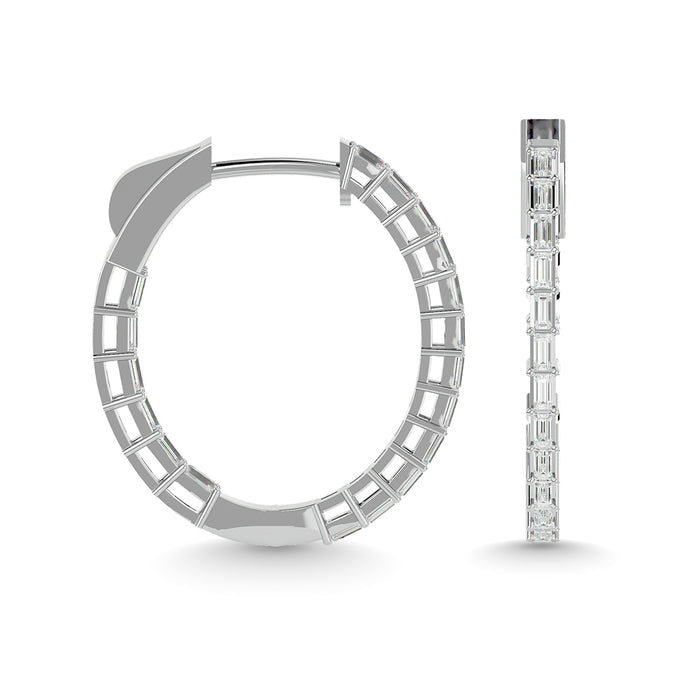 Diamond 1/3 Ct.Tw. Baguette Hoop Earrings in 14K White Gold