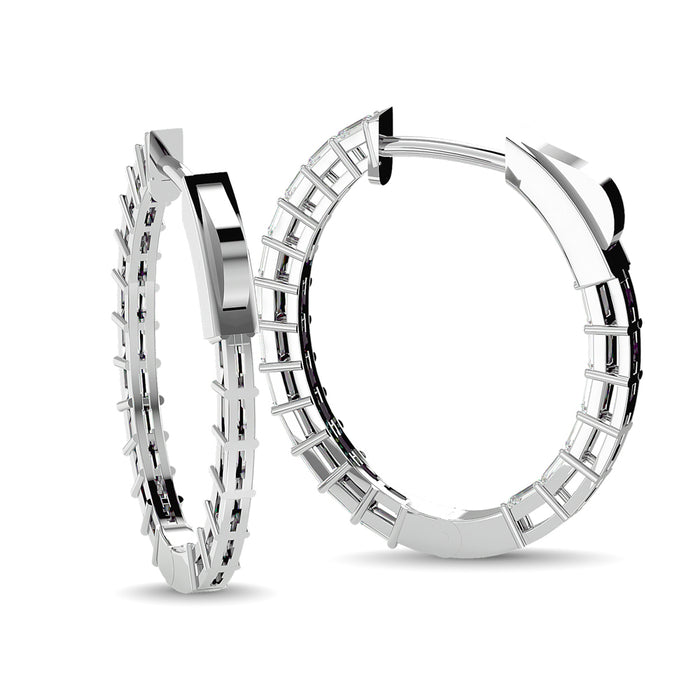 Diamond 1/3 Ct.Tw. Baguette Hoop Earrings in 14K White Gold