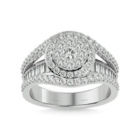 Thumbnail for Diamond 1 1/2 ct tw Round Cut and Straight Baguette Fashion Ring in 14K White Gold