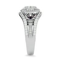 Thumbnail for Diamond 1 1/2 ct tw Round Cut and Straight Baguette Fashion Ring in 14K White Gold