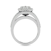 Thumbnail for Diamond 1 1/2 ct tw Round Cut and Straight Baguette Fashion Ring in 14K White Gold