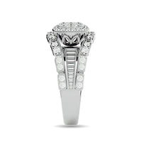 Thumbnail for Diamond 1 1/2 ct tw Round Cut and Straight Baguette Fashion Ring in 14K White Gold