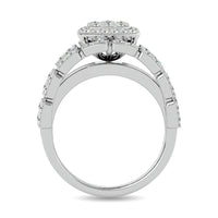 Thumbnail for Diamond 1 1/2 ct tw Round Cut and Straight Baguette Fashion Ring in 14K White Gold