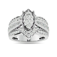 Thumbnail for Diamond 1 1/2 ct tw Round Cut and Tapper Fashion Ring in 14K White Gold