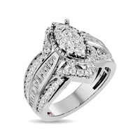Thumbnail for Diamond 1 1/2 ct tw Round Cut and Tapper Fashion Ring in 14K White Gold
