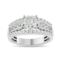 Thumbnail for Diamond 1 ct tw Round Cut and Tapper Fashion Ring in 10K White Gold
