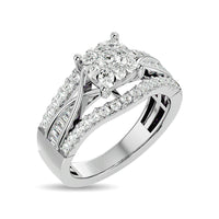 Thumbnail for Diamond 1 ct tw Round Cut and Tapper Fashion Ring in 10K White Gold