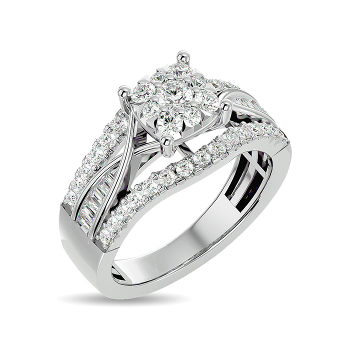 Diamond 1 ct tw Round Cut and Tapper Fashion Ring in 10K White Gold
