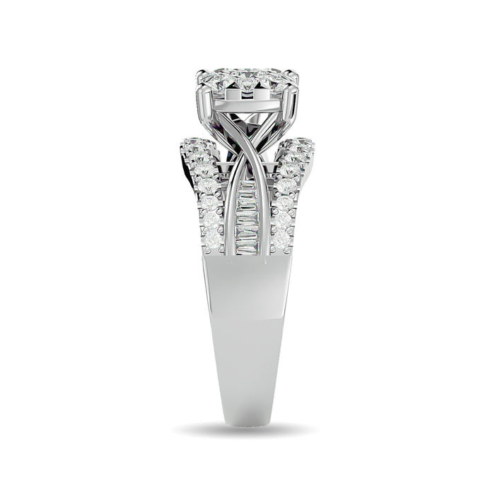 Diamond 1 ct tw Round Cut and Tapper Fashion Ring in 10K White Gold