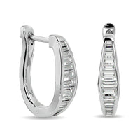Thumbnail for Diamond 1/2 Ct.Tw. Straight Baguette Hoop Earrings in 14K White Gold