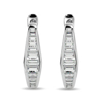 Thumbnail for Diamond 1/2 Ct.Tw. Straight Baguette Hoop Earrings in 14K White Gold
