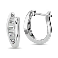 Thumbnail for Diamond 1/2 Ct.Tw. Straight Baguette Hoop Earrings in 14K White Gold