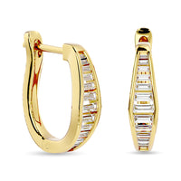 Thumbnail for Diamond 1/2 Ct.Tw. Straight Baguette Hoop Earrings in 14K Yellow Gold