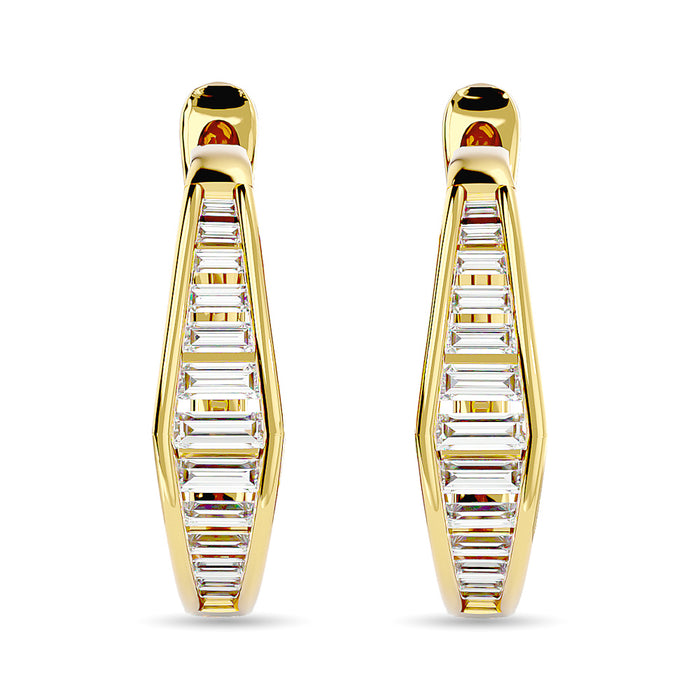 Diamond 1/2 Ct.Tw. Straight Baguette Hoop Earrings in 14K Yellow Gold