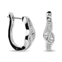 Thumbnail for Diamond 1/3 Ct.Tw. Straight Baguette Hoop Earrings in 14K White Gold