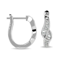 Thumbnail for Diamond 1/3 Ct.Tw. Straight Baguette Hoop Earrings in 14K White Gold