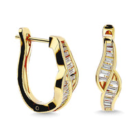 Thumbnail for Diamond 1/3 Ct.Tw. Straight Baguette Hoop Earrings in 14K Yellow Gold