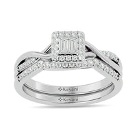 Thumbnail for Diamond 1/4 ct tw Round and Straight Baguette Bridal Ring in 10K White Gold