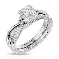 Thumbnail for Diamond 1/4 ct tw Round and Straight Baguette Bridal Ring in 10K White Gold