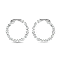 Thumbnail for Diamond 3/4 Ct.Tw. Straight Baguette Hoop Earrings in 14K White Gold