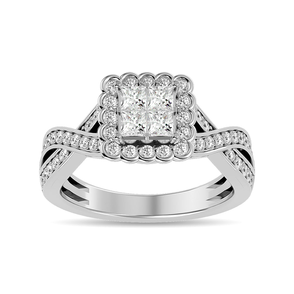 Diamond 1 ct tw Princess Head Engagement Ring in 14K White Gold