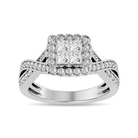 Thumbnail for Diamond 1 ct tw Princess Head Engagement Ring in 14K White Gold