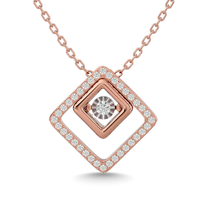 Diamond 1/4 Ct.Tw. Square Shape Pendant in 14K Rose Gold