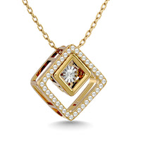 Thumbnail for Diamond 1/4 Ct.Tw. Square Shape Pendant in 14K Yellow Gold